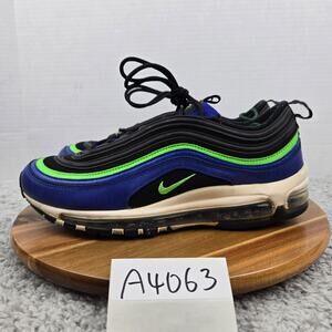 Nike Mens 9.5 Air Max 97 Hyper Blue Green Strike Athletic Sneaker CW5419-400